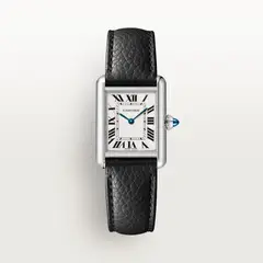 까르띠에 탱크 머스트 워치 29.5mm 화이트 다이얼 쿼츠 가죽 시계 WSTA0042
