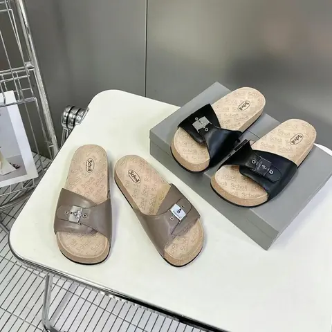 발렌시아가 발렌시아가 2025 scholl 플랫 스웨이드 샌들 명품 - 명품하우스