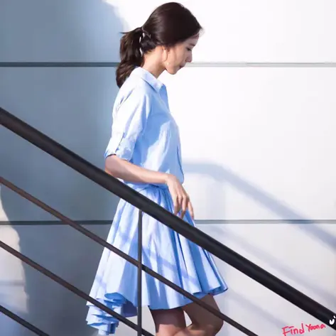 디올 디올 스카이블루 플레어 셔츠 원피스(소녀시대 윤아 착용상품) 명품 - 명품하우스