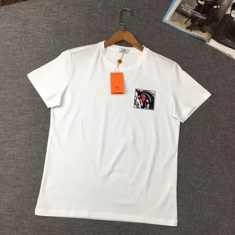 에르메스 에르메스 호스 자수 로고 티셔츠 하프 티셔츠 21052842 명품 - 명품하우스