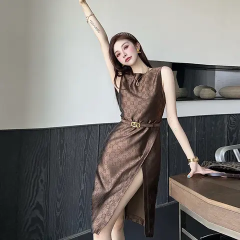 펜디 펜디 FF 로고 자가드 롱 드레스 22021559 명품 - 명품하우스