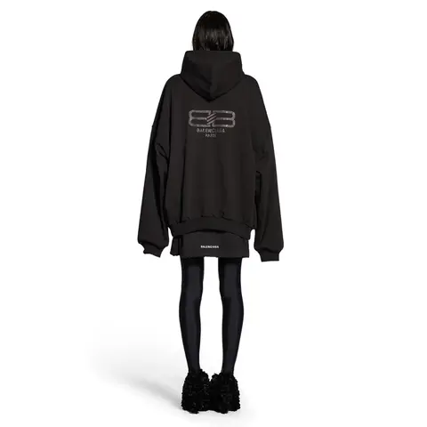 발렌시아가 발렌시아가 남/여 BB PARIS STRASS 라지 핏 HOODIE 워시드 블랙 739024TOVU91055 명품 - 명품하우스