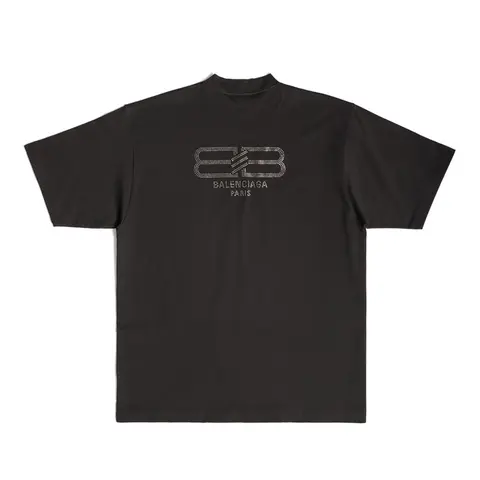 발렌시아가 발렌시아가 남/여 BB PARIS STRASS 미디엄 핏 티셔츠 워시드 블랙 739784TOVU81055 명품 - 명품하우스