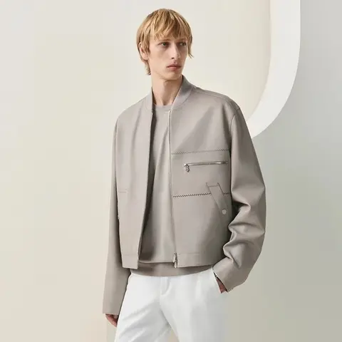 에르메스 에르메스 Blouson droit « zig zag coloré » 램스킨 블루종 23090732 명품 - 명품하우스