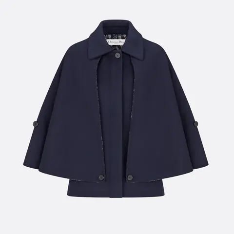 디올 디올 케이프 네이비 블루 양면 버진 울 실크 & Dior Oblique 내부 이펙트 피코트 410C29A1375 X5803 명품 - 명품하우스
