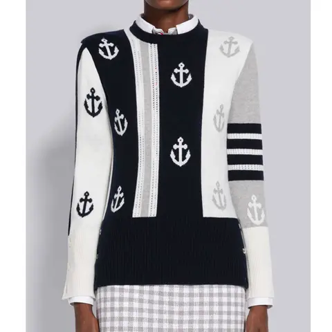 톰 브라운 톰브라운 CASHMERE ANCHOR POINTELLE 4 BAR PULLOVER FKA419AY2001100 명품 - 명품하우스