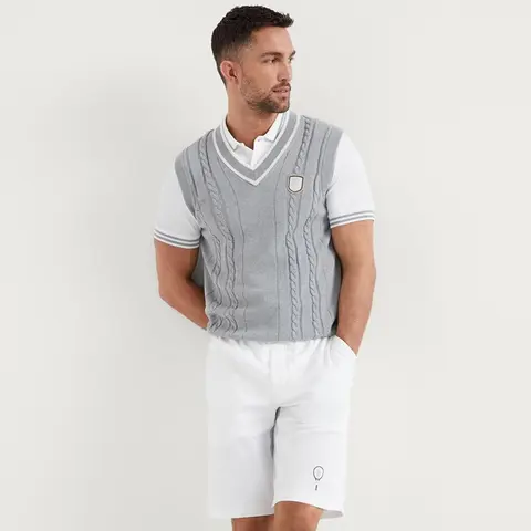 브루넬로 쿠치넬리 브루넬로 쿠치넬리 Cotton cable knit vest with tennis badge 241M28707907T 명품 - 명품하우스