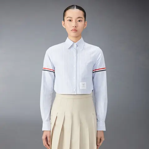 톰 브라운 톰브라운 스트라이프 옥스포드 암밴드 여성 크롭 셔츠 FLL183O F0660 명품 - 명품하우스