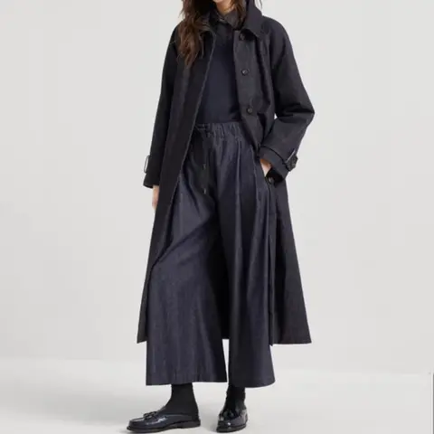 브루넬로 쿠치넬리 브루넬로 쿠치넬리 No fade denim wide pleated trousers with shiny tab 242MA782FL499 명품 - 명품하우스