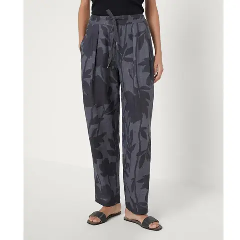 브루넬로 쿠치넬리 브루넬로 쿠치넬리 Ramage Print Lessivé Linen Slouchy Trousers Grey 24CTKI2YL6E52827 명품 - 명품하우스