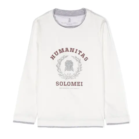 브루넬로 쿠치넬리 브루넬로 쿠치넬리 layered logo print cotton T shirt B0T61T119CDI45 명품 - 명품하우스