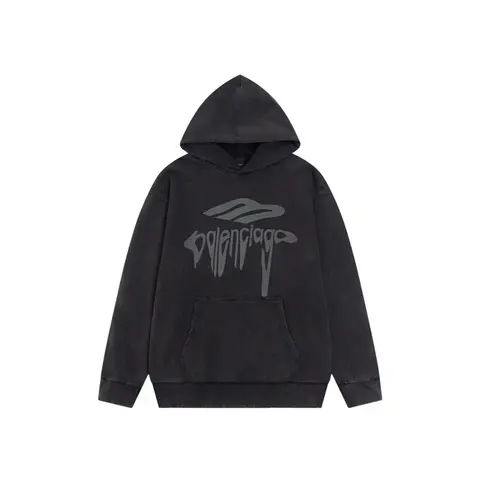 발렌시아가 발렌시아가 남/여 Oversized Distressed Logo Print Cotton Jersey Hoodie 1647597358401757 명품 - 명품하우스