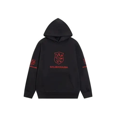 발렌시아가 발렌시아가 남성 라이언 클럽 레귤러 핏 라인드 후디 블랙/레드 807999TRVR98478 명품 - 명품하우스