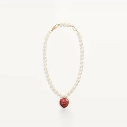 발렌티노 COEUR ROYAL NECKLACE IN METAL, ENAMEL AND BEADS 6W2J0Y70LTD_R5P