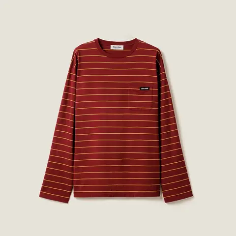 미우미우 미우미우 롱슬리브 코튼 저지 티셔츠 Long sleeved cotton jersey T shirt MJL014 14RT F0927 S OOO 명품 - 명품하우스