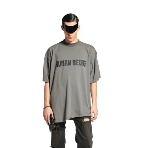 발렌시아가 발렌시아가 남성 휴먼 비잉 시프티드 티셔츠 다크 그레이 824285TSVV11441 명품 - 명품하우스