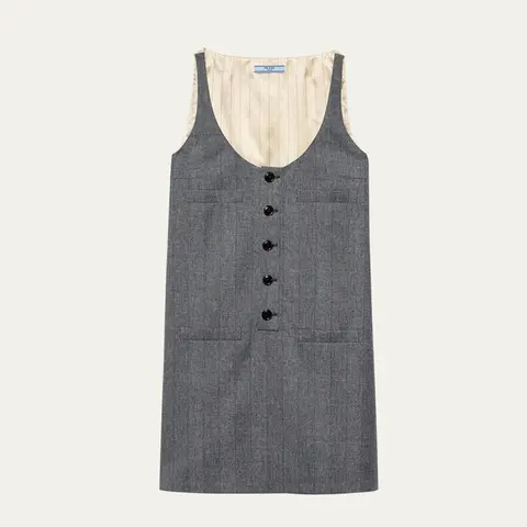 프라다 프라다 Pinstripe Silk Back Wool Mini Dress BGS21 B9L7S 명품 - 명품하우스