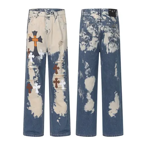 크롬하츠 Multicolor Cross Blue and White Camo Jeans 26012932