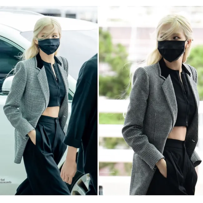 생로랑 벨벳 칼라 디테일 하운드 투스 블레이저 21111638 명품 | 명품하우스