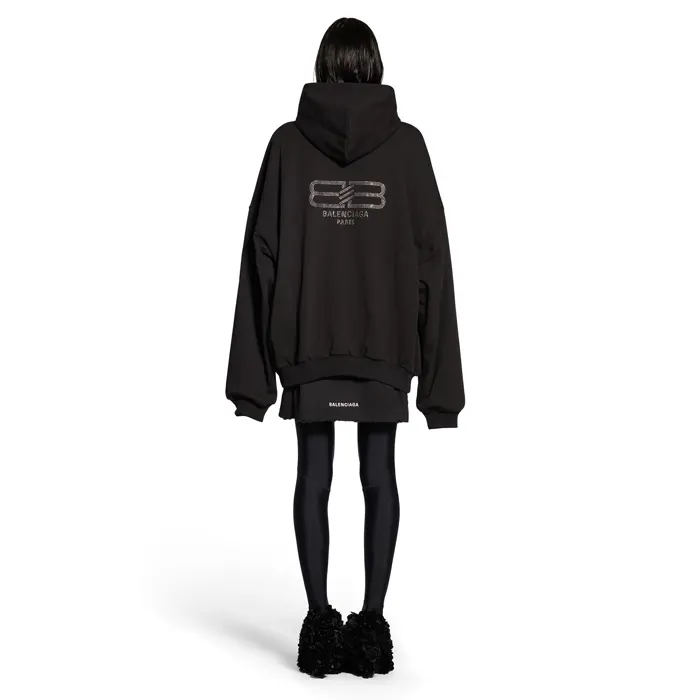 발렌시아가 남/여 BB PARIS STRASS 라지 핏 HOODIE 워시드 블랙 739024TOVU91055 명품 | 명품하우스
