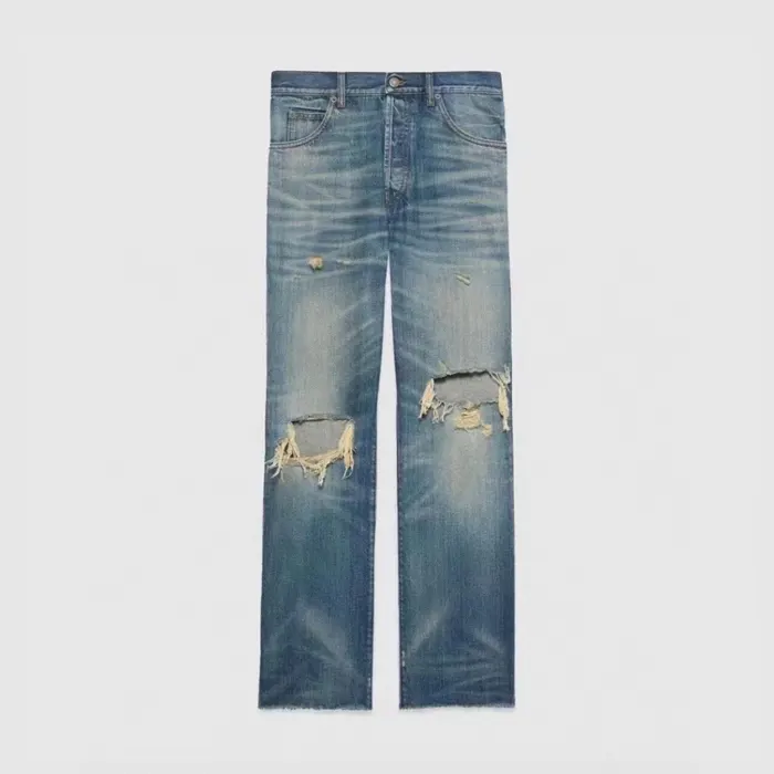 구찌 HA HA HA stone washed denim pant in blue 명품 | 명품하우스