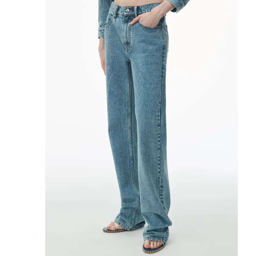 알렉산더왕 clear hotfix ez mid rise straight leg jean in denim 1WC2234529486 명품 | 명품하우스