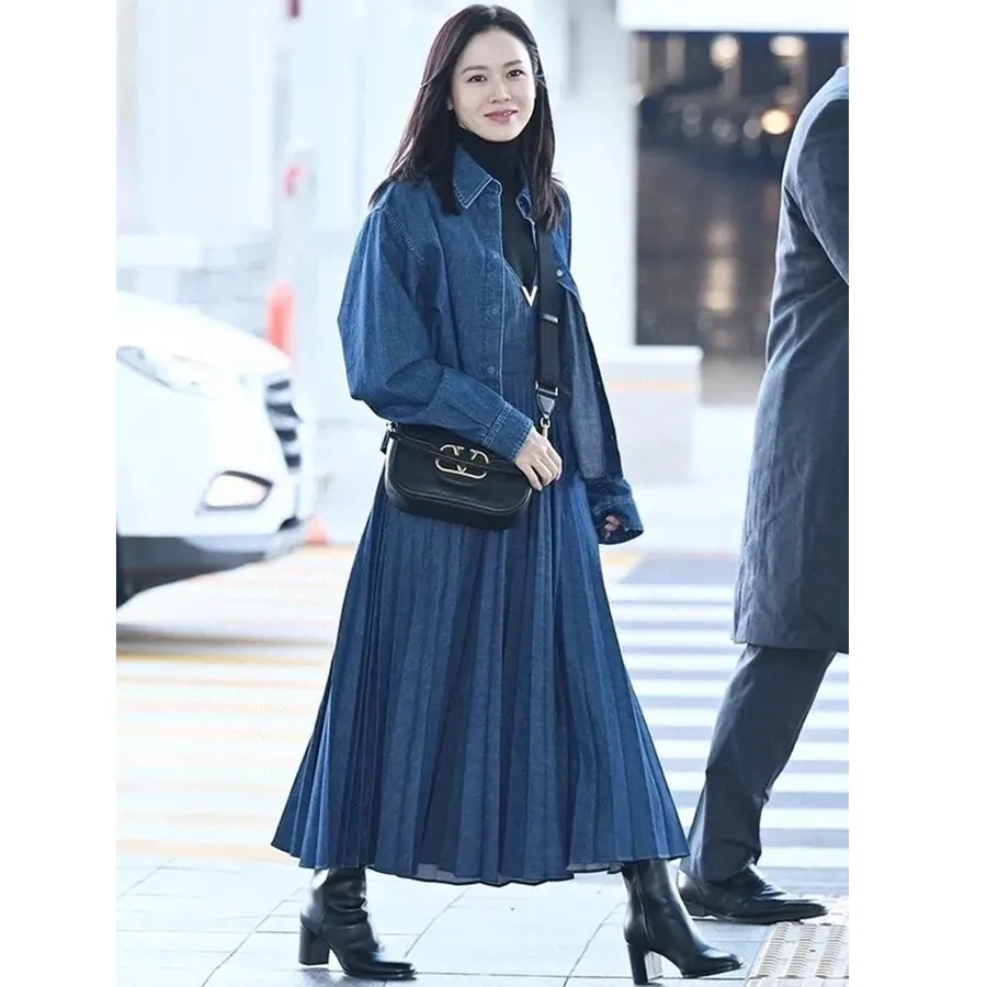 발렌티노 샴브레이 데님 플리세 드레스 4B3DA02F8CT 558 명품 | 명품하우스
