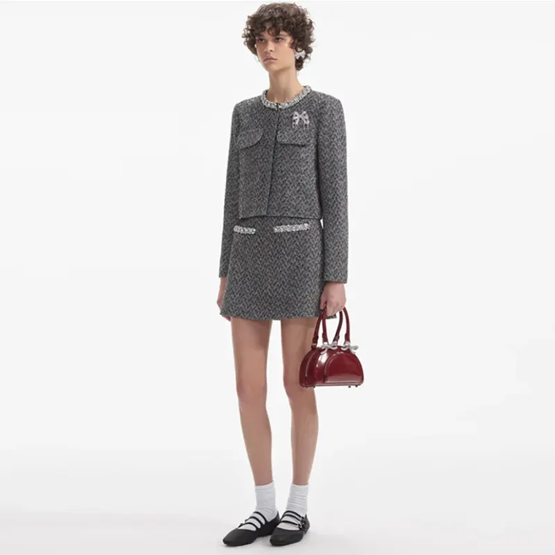 셀프 포트레이트 블랙 헤링본 자켓 AW24 052SK B 명품 | 명품하우스