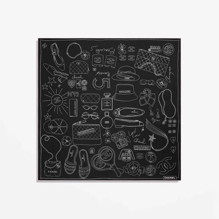 Chanel 샤넬 스퀘어 스카프 실크 트윌 & 블랙 라이트 핑크 AA9820 B15607 NV017 명품 | 명품하우스