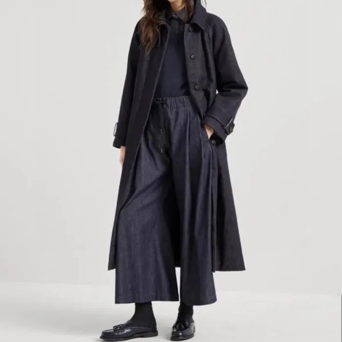 브루넬로 쿠치넬리 No fade denim wide pleated trousers with shiny tab 242MA782FL499 명품 | 명품하우스