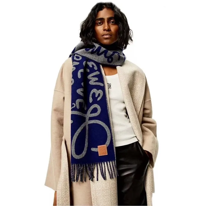 로에베 Anagram Print Fringed Wool And Cashmere Blend Scarf 명품 | 명품하우스