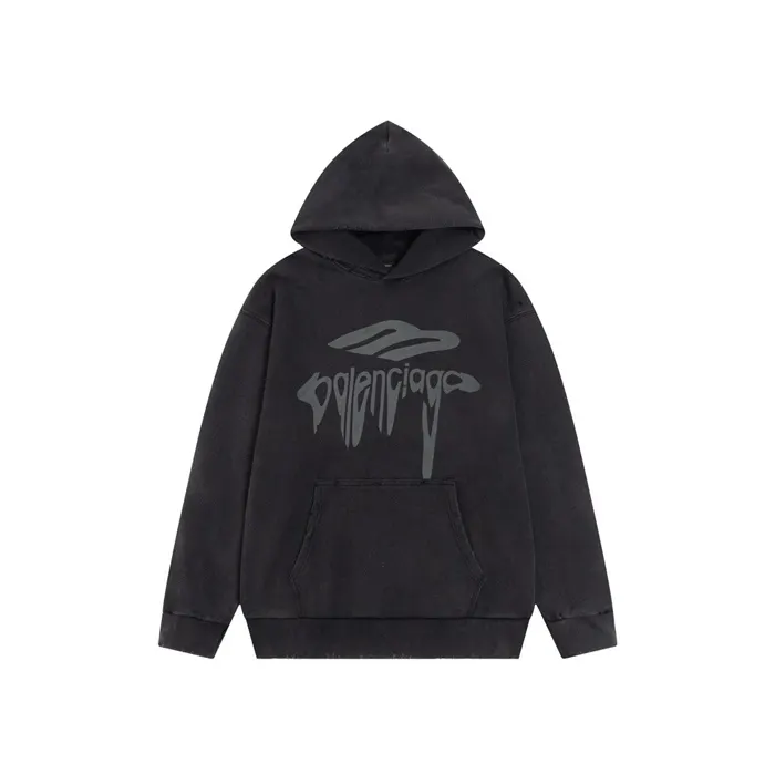 발렌시아가 남/여 Oversized Distressed Logo Print Cotton Jersey Hoodie 1647597358401757 명품 | 명품하우스