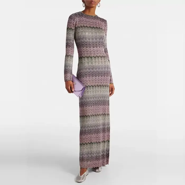 미쏘니 Long dress with lamé Greek motif DS24WG1TBK039ISM9G5 명품 | 명품하우스