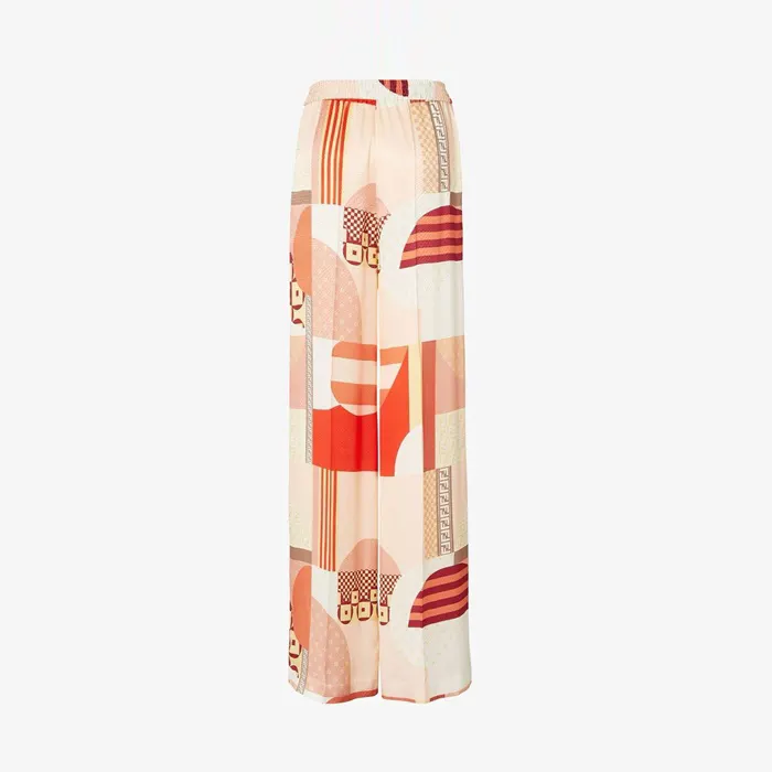 펜디 Pink silk trousers with patchwork print Trousers FR6494AUQMF1SAW 명품 | 명품하우스
