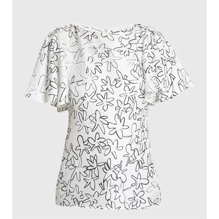 끌로에 Doodle Floral Flutter Sleeve Silk Top CHC24UHT29302905 명품 | 명품하우스