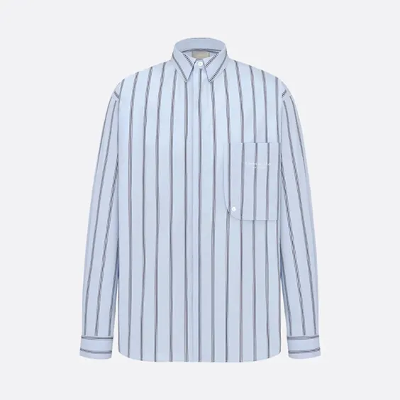 디올 스트라이프 코튼 포플린 크리스찬 디올 꾸뛰르 자수 셔츠 라이트 블루 443C556A5656 C070 명품 | 명품하우스