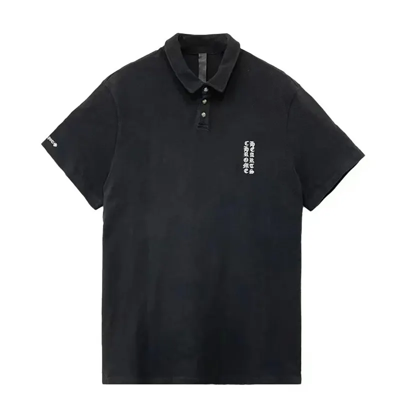 크롬하츠 Chrome Hearts Waffle Embroidered Script Silver Button Polo Tee 25070430 명품 | 명품하우스