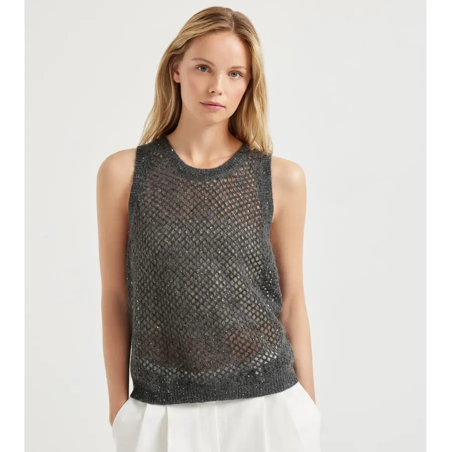 브루넬로 쿠치넬리 Mohair, cotton and wool dazzling mesh knit top 252MPS732410 명품 | 명품하우스