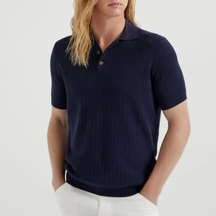 브루넬로 쿠치넬리 Cotton wide rib knit polo shirt 252M29203525P 명품 | 명품하우스