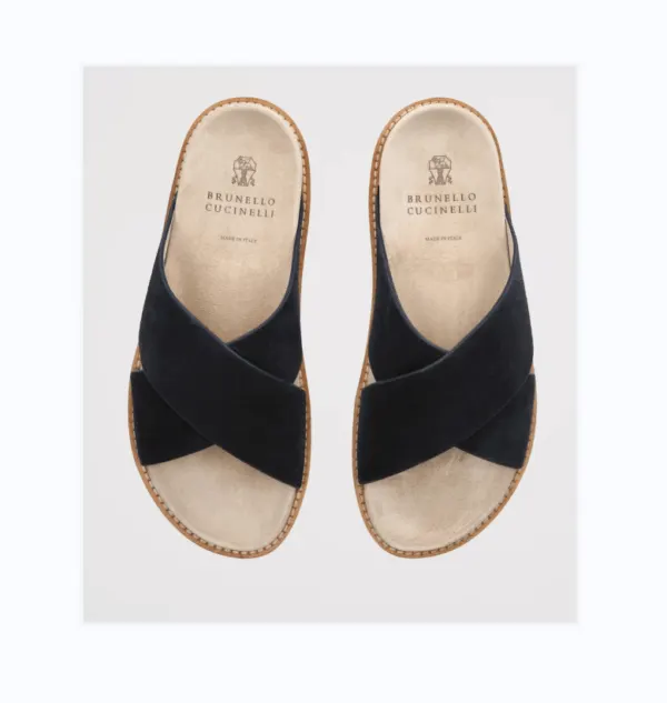 브루넬로 쿠치넬리 cross strap suede sandals 25081430 명품 | 명품하우스