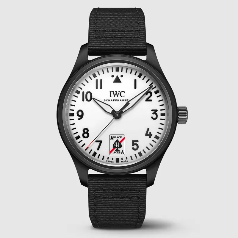 파일럿워치 블랙 에이스 41mm 화이트 다이얼 블랙 텍스타일 스트랩 시계 IW326905 명품 | 명품하우스