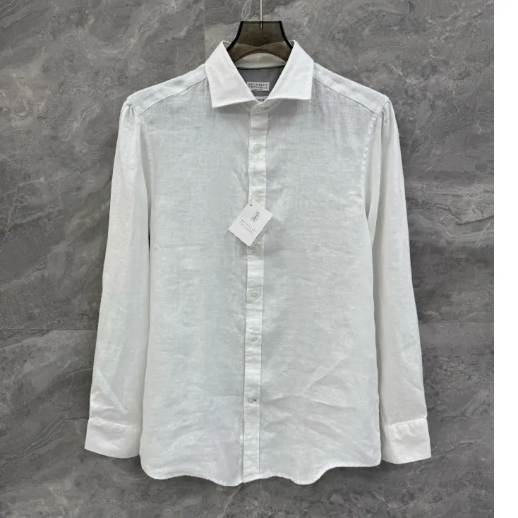 브루넬로 쿠치넬리 Lightweight Oxford slim fit shirt with spread collar 252MS6661718 명품 | 명품하우스