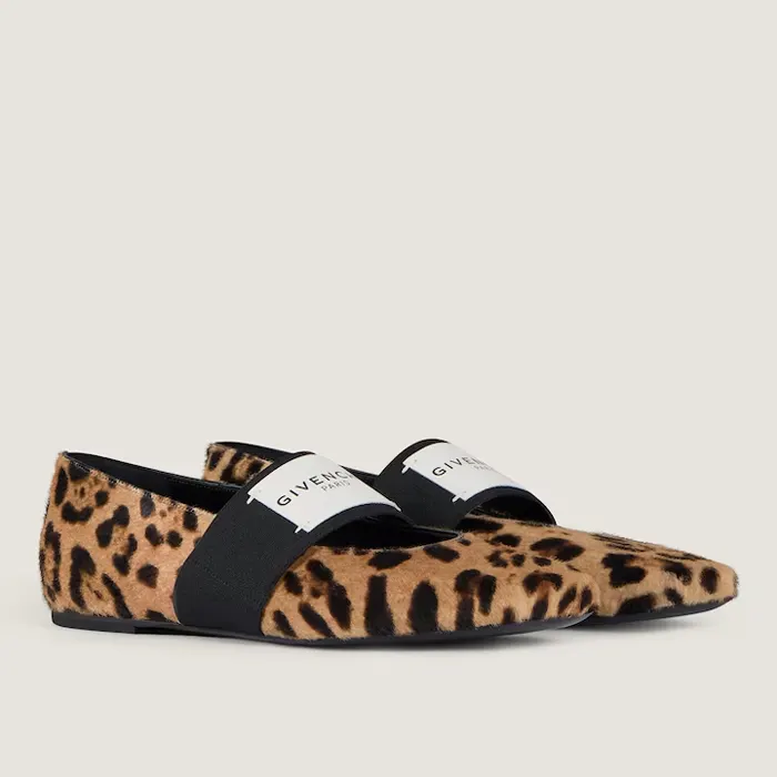 지방시 Sliced Square ballerinas in pony leather with leopard pattern BE5010E2FY 007 명품 | 명품하우스