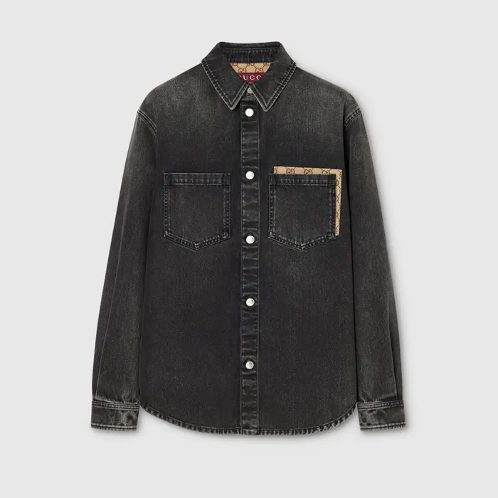 구찌 Washed cotton denim shirt ‎852362 XDDE5 1000 명품 | 명품하우스