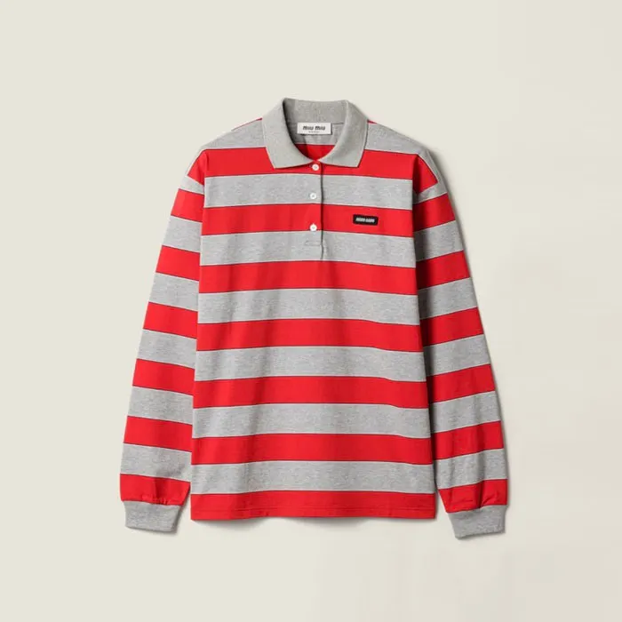 미우미우 Striped jersey polo shirt MJLA19 14RT F0N96 S OOO 명품 | 명품하우스