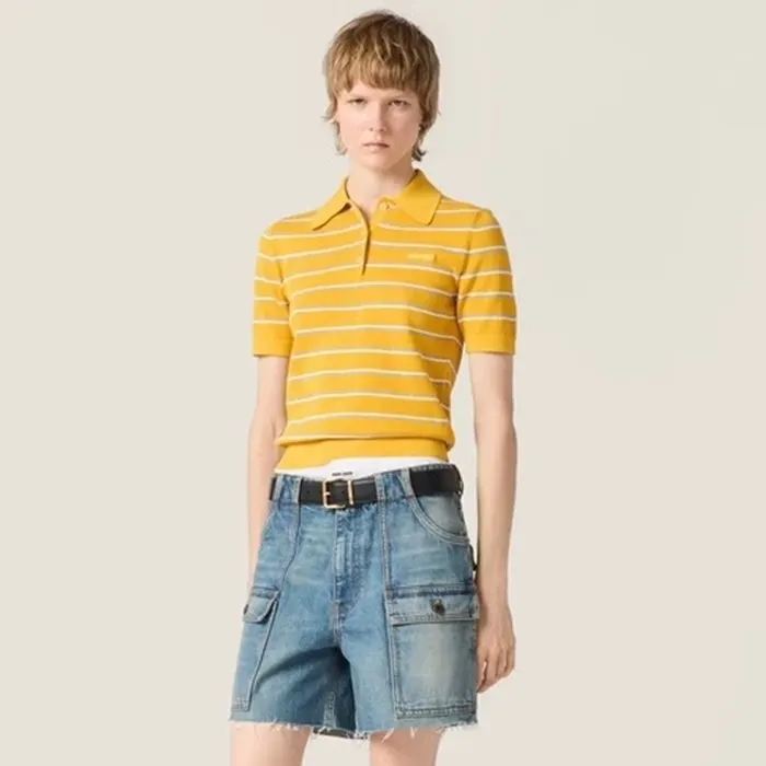 미우미우 Cotton knit polo shirt MMLB35 183M F0010 S OOO 명품 | 명품하우스