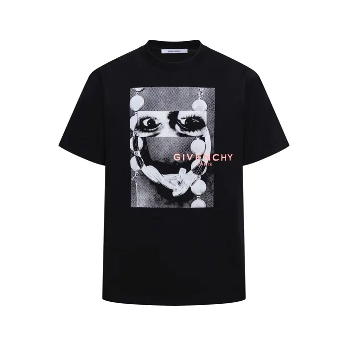 지방시 T shirt in cotton with surrealism print BM71NK3YSW 001 명품 | 명품하우스