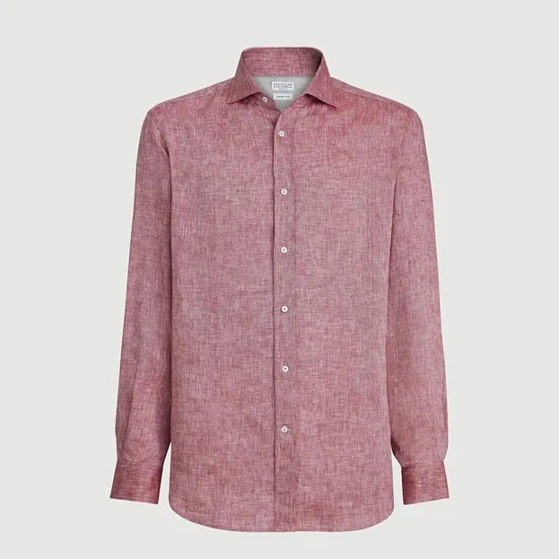 브루넬로 쿠치넬리 spread collar linen shirt MM6840627C151 명품 | 명품하우스