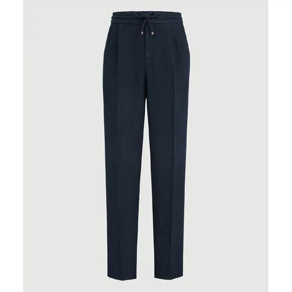 브루넬로 쿠치넬리 Garment dyed trousers in linen gabardine with drawstring and double p 명품 | 명품하우스