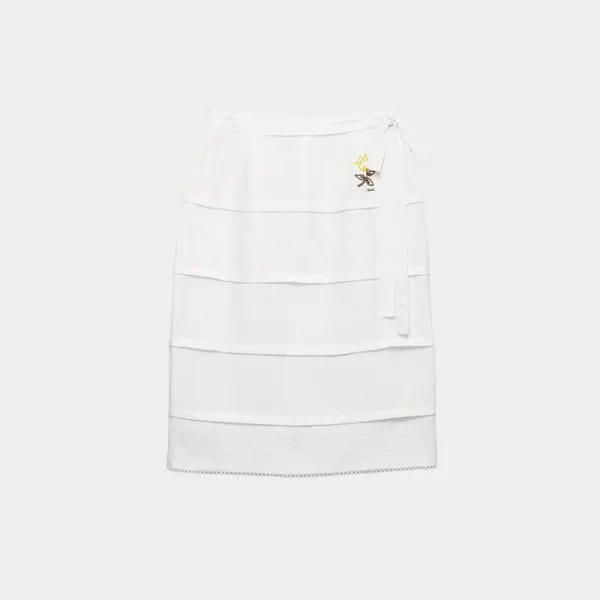 프라다 Embroidered slubbed linen skirt P180IR 122G F0009 S OOO 명품 | 명품하우스
